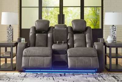 Fyne-Dyme Power Reclining Loveseat with Console - Mattress & Furniture Super Center (Tampa, FL)
