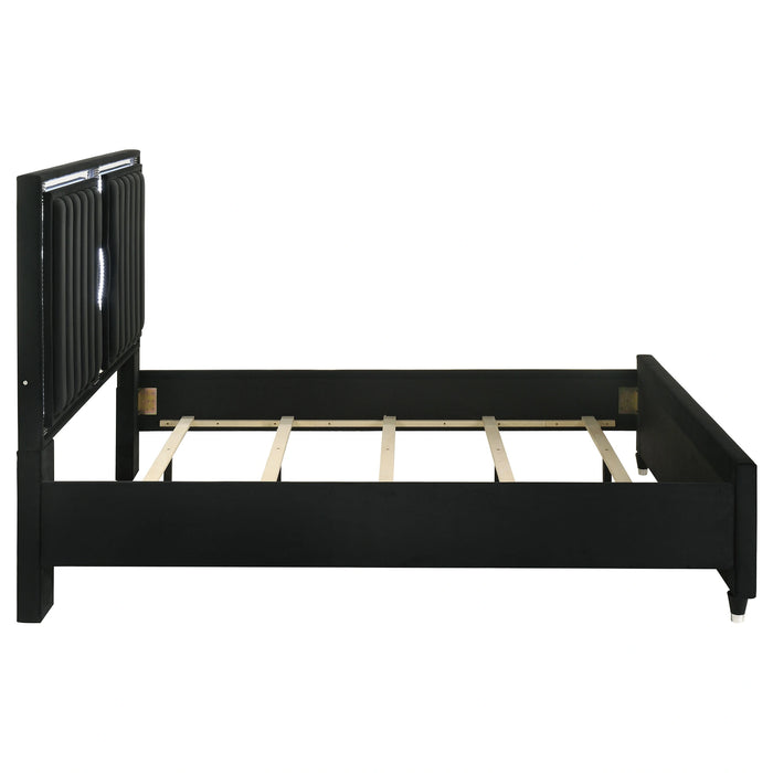 Ravenne Velvet Upholstered LED Panel Bed