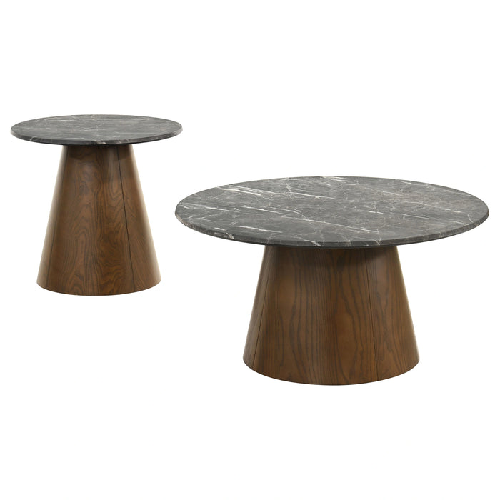 Franklin Round Pedestal Coffee Table Set