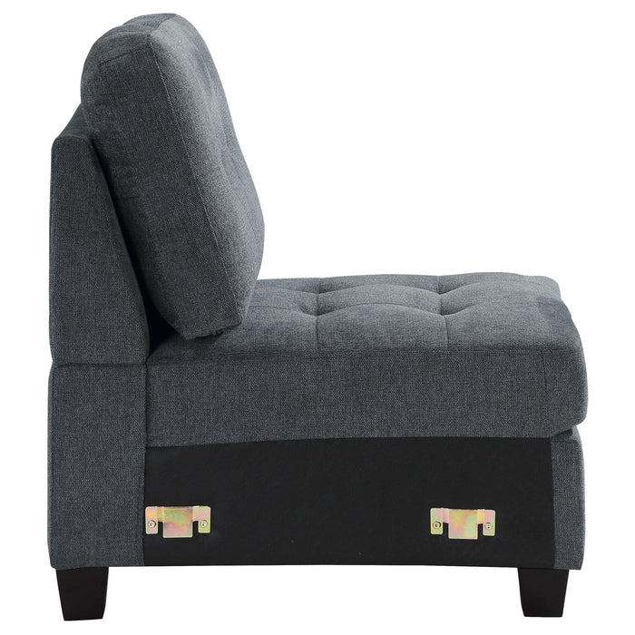 Georgina Upholstered Armless Chair Steel