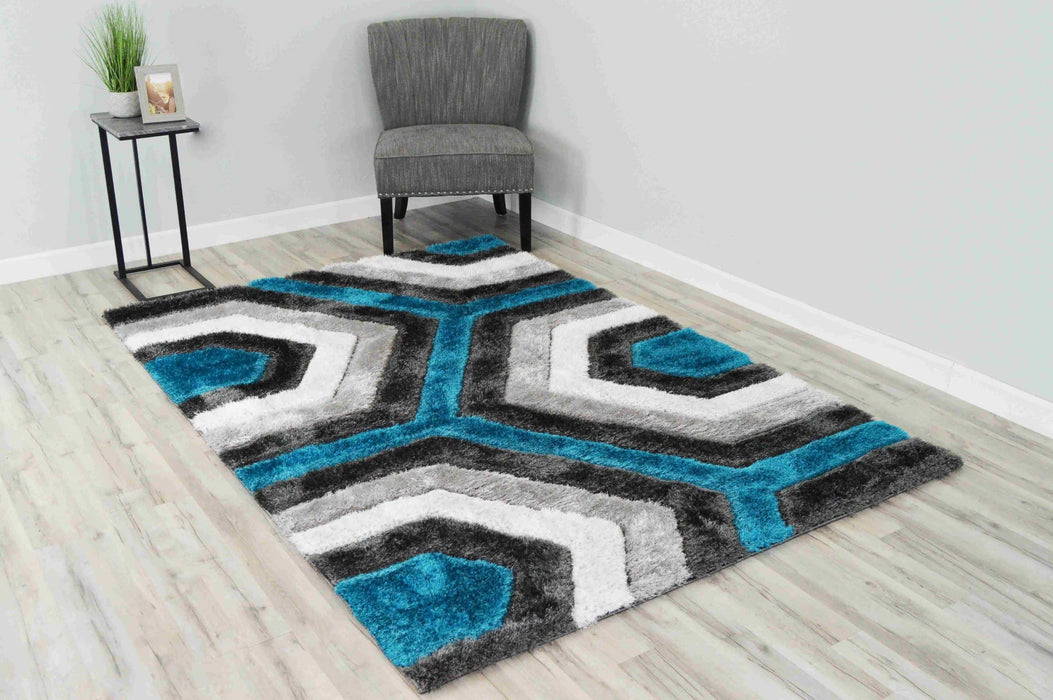 6485 Turquoise - 4D Shaggy - Mattress & Furniture Super Center (Tampa, FL)