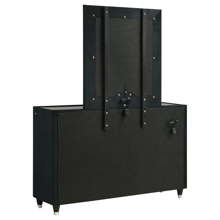 Ravenne Velvet Upholstered LED Dresser and Mirror