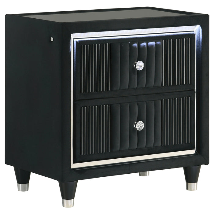 Ravenne Velvet Upholstered LED Nightstand