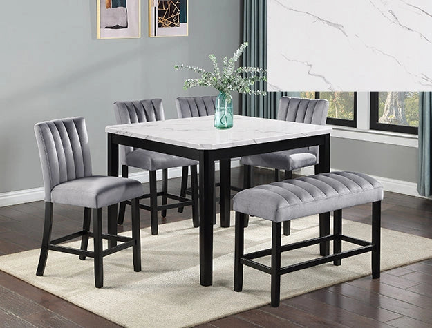Pascal Dining Room Set White Top Black Leg