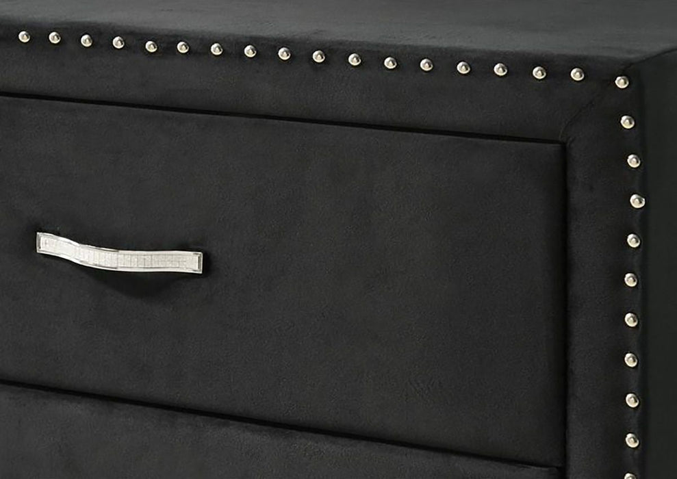 Crown Mark Furniture Lucinda 2 Drawer Nightstand in Black