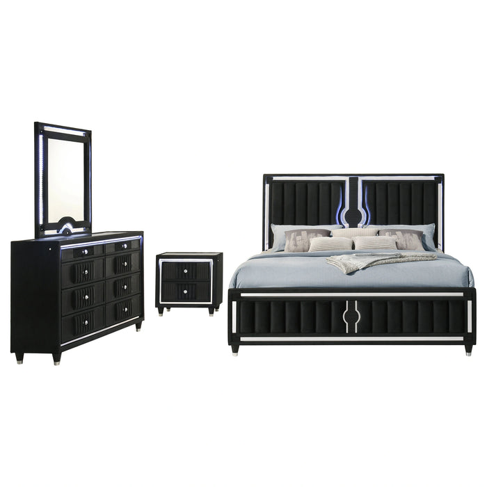 Ravenne Velvet Upholstered LED Bedroom Set