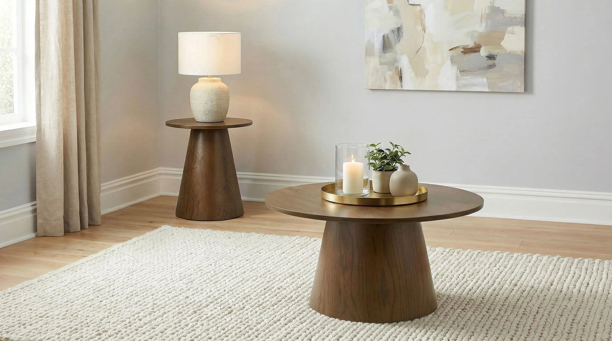 Franklin Round Pedestal End Table