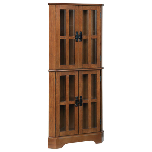 Coreosis 4-shelf Corner Curio Cabinet Golden Brown image