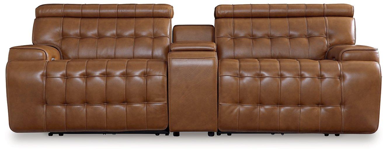 Temmpton Dual Power Leather Reclining Modular Loveseat with Console image