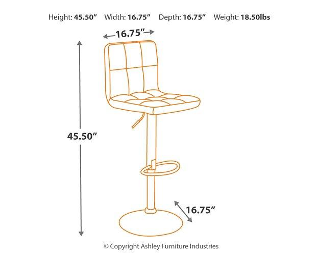 Bellatier Adjustable Height Bar Stool - Mattress & Furniture Super Center (Tampa, FL)