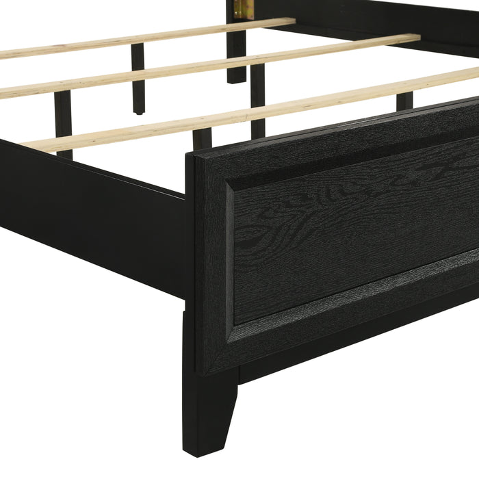 Obsidian 6/6-6/0 Ek/Wk Headboard, Footboard & Slats-Black