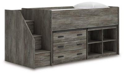 Frandern Loft Bed with Bookcase and Drawer Storage - Mattress & Furniture Super Center (Tampa, FL)
