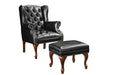 Roberts Button Tufted Back Accent Chair with Ottoman Black and Espresso - Mattress & Furniture Super Center (Tampa, FL)