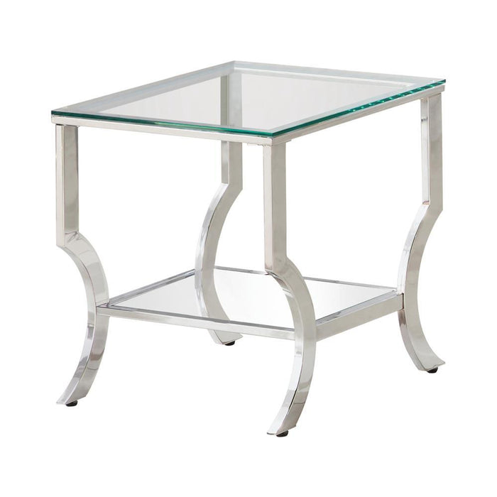 Saide Square End Table with Mirrored Shelf Chrome