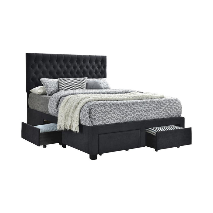 Soledad Queen 4-drawer Button Tufted Storage Bed Charcoal