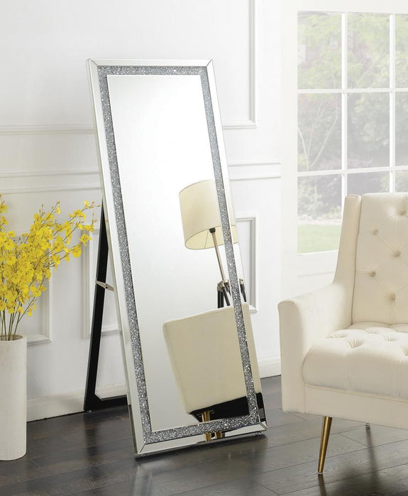 Novak Rectangular Cheval Floor Mirror Silver - Mattress & Furniture Super Center (Tampa, FL)