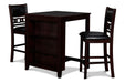 Gia 3 Pc 30" Storage Counter Table & 2 Chairs-Ebony