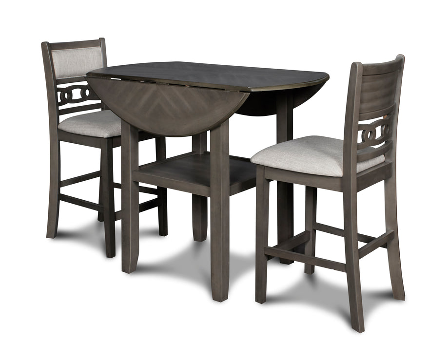 Gia 3 Pc 42" Counter Drop Leaf Table & 2 Chairs-Gray