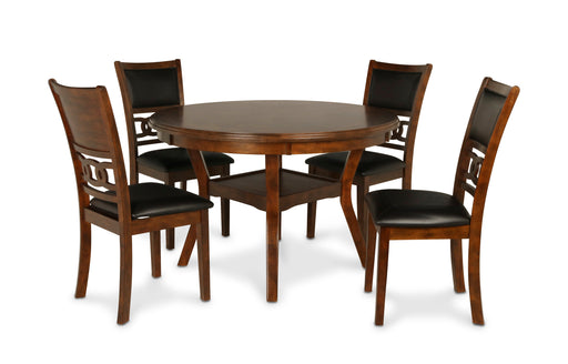 Gia 5 Pc 47" Round Dining Table & 4 Chairs-Brown