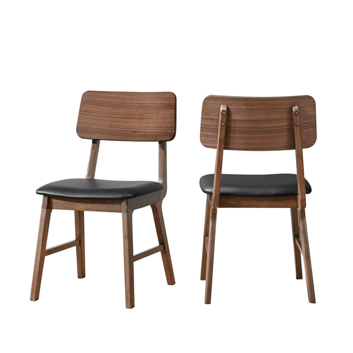 Thea Wood Back Side Chair W/Black Seat (2 Per Carton)-Walnut