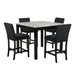 Celeste 5Pc 42" Marble Finish Counter Table & 4 Chairs-Black