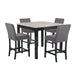 Celeste 5Pc 42" Marble Finish Counter Table & 4 Chairs-Gray