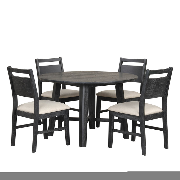 Sable Crest 5 Piece Round Dining Table & 4 Chairs-Black