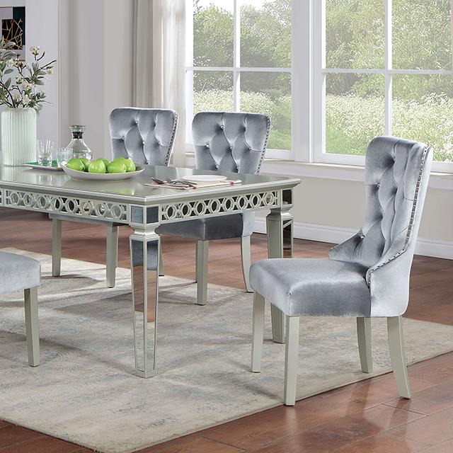 ADALIA Dining Table, Silver - Mattress & Furniture Super Center (Tampa, FL)