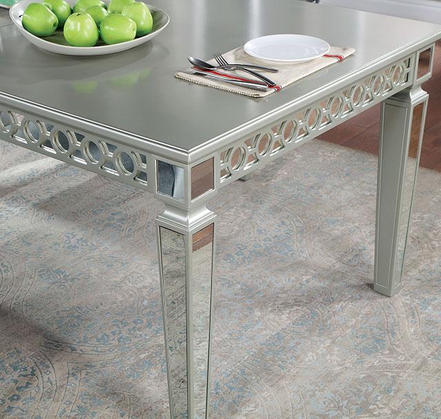 ADALIA Dining Table, Silver - Mattress & Furniture Super Center (Tampa, FL)