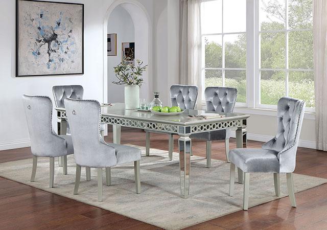 ADALIA Dining Table, Silver - Mattress & Furniture Super Center (Tampa, FL)