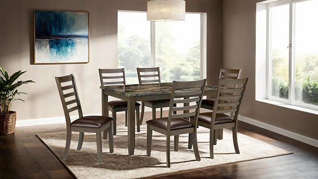 Adia 7 Pc Dinning Table Set Grey & Brown - Mattress & Furniture Super Center (Tampa, FL)
