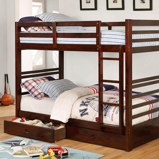 California Iv Black, Walnut, Gray, & White Twin/Twin Bunk Bed - Mattress & Furniture Super Center (Tampa, FL)