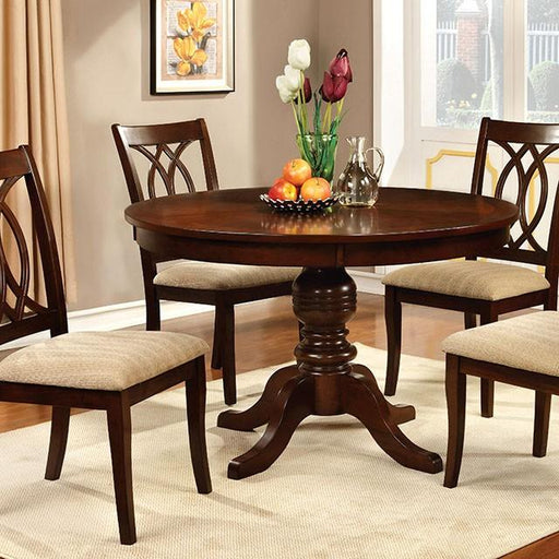 Carlisle Brown Cherry Round Dining Table - Mattress & Furniture Super Center (Tampa, FL)