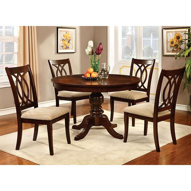 Carlisle Brown Cherry Round Dining Table - Mattress & Furniture Super Center (Tampa, FL)