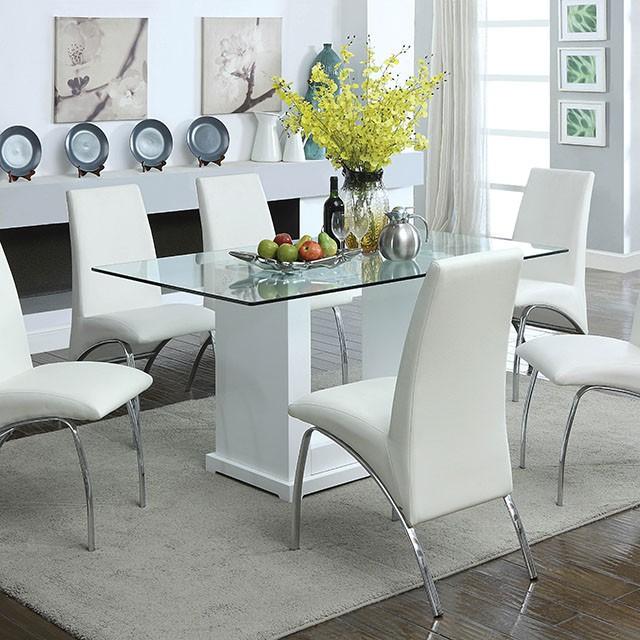 Eva White/Clear Dining Table - Mattress & Furniture Super Center (Tampa, FL)