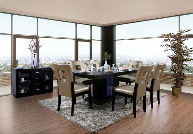 Evangeline Black/Beige Dining Table - Mattress & Furniture Super Center (Tampa, FL)