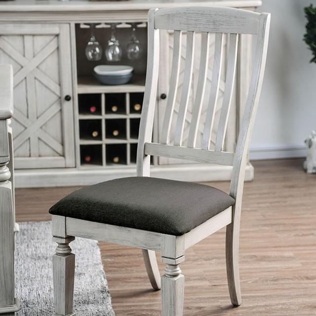 Georgia Antique White/Gray Side Chair (2/CTN) - Mattress & Furniture Super Center (Tampa, FL)