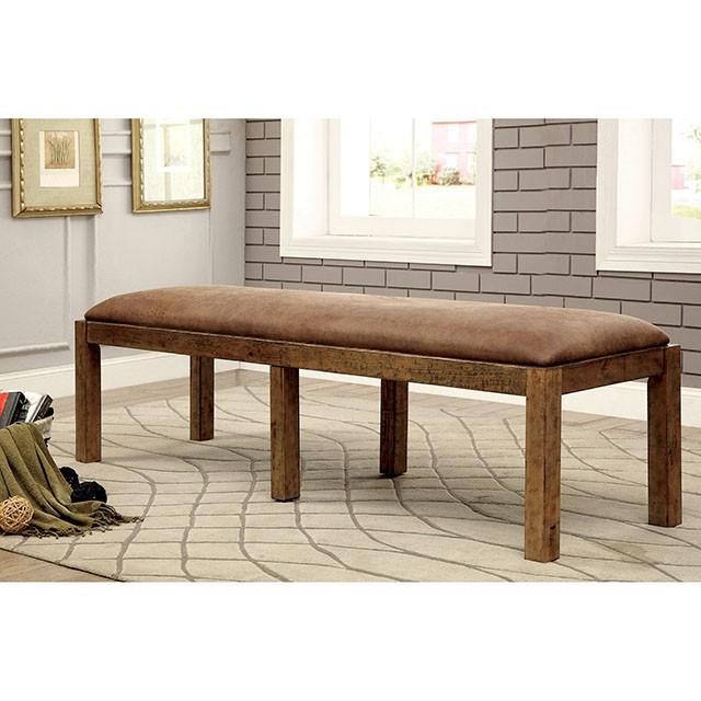 GIANNA Rustic Pine Fabric Bench - Mattress & Furniture Super Center (Tampa, FL)