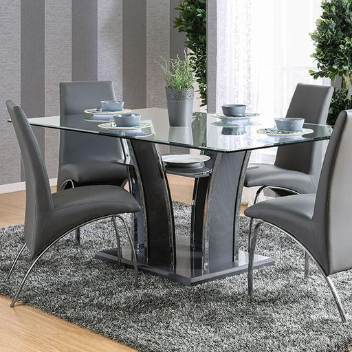 Glenview I Gray/Chrome Dining Table - Mattress & Furniture Super Center (Tampa, FL)