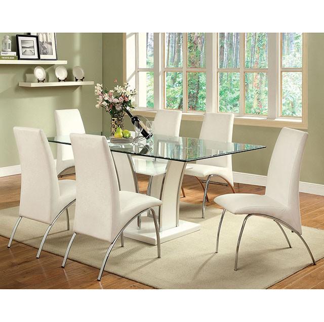 Glenview White/Chrome Dining Table - Mattress & Furniture Super Center (Tampa, FL)