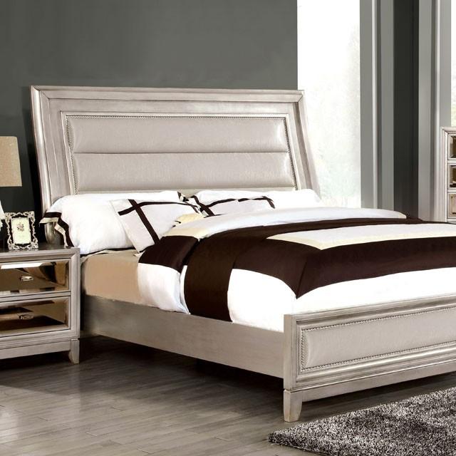 Golva E.King & Queen Bed White & Silver - Mattress & Furniture Super Center (Tampa, FL)