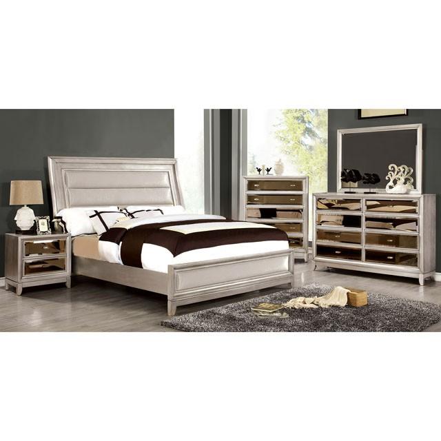 Golva E.King & Queen Bed White & Silver - Mattress & Furniture Super Center (Tampa, FL)