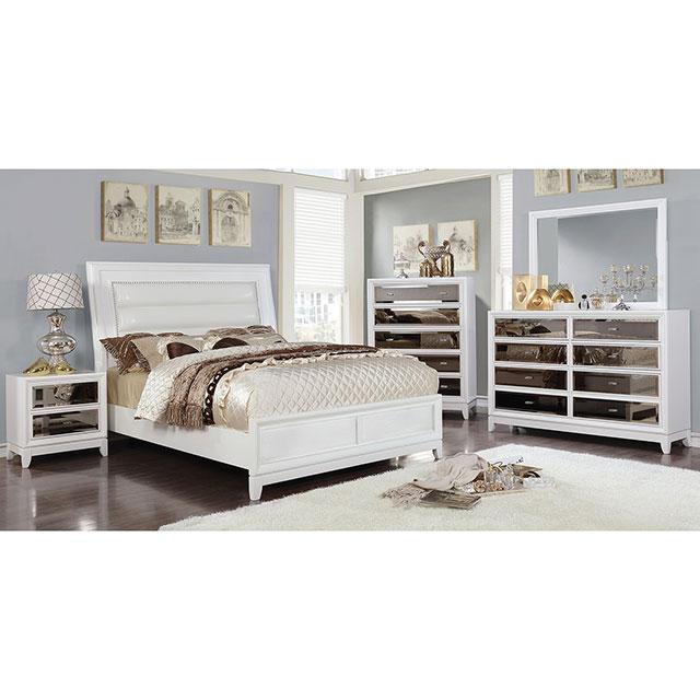 Golva E.King & Queen Bed White & Silver - Mattress & Furniture Super Center (Tampa, FL)