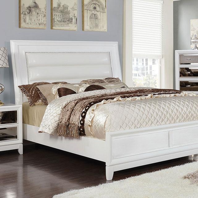 Golva E.King & Queen Bed White & Silver - Mattress & Furniture Super Center (Tampa, FL)