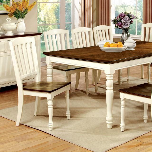HARRISBURG Vintage White/Dark Oak Dining Table w/ 18" Butterfly Leaf - Mattress & Furniture Super Center (Tampa, FL)