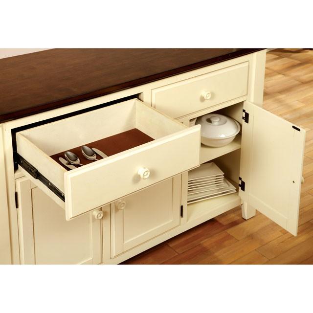 HARRISBURG Vintage White/Dark Oak Dining Table w/ 18" Butterfly Leaf - Mattress & Furniture Super Center (Tampa, FL)