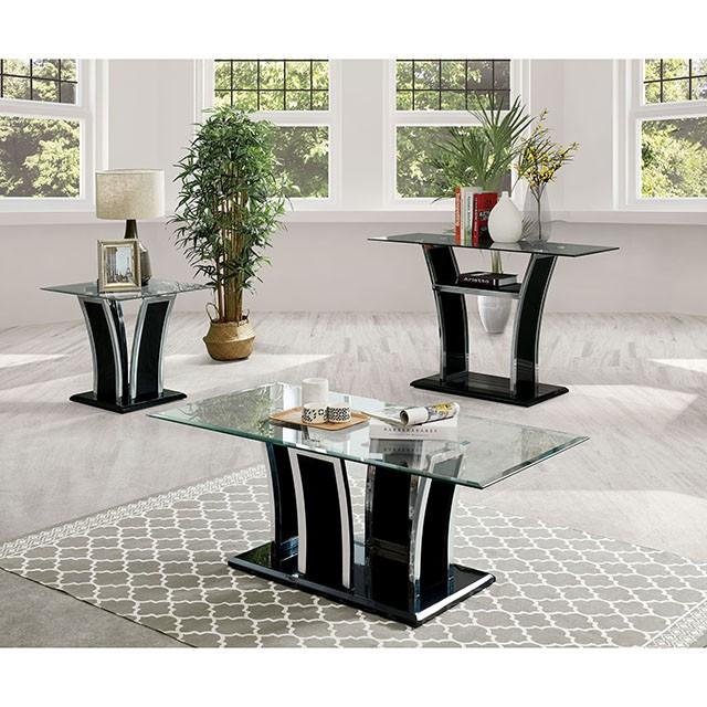 Staten Glossy Black/Chrome End Table - Mattress & Furniture Super Center (Tampa, FL)