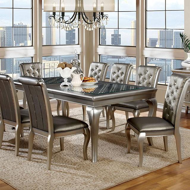 Amina Champagne Dining Table - Mattress & Furniture Super Center (Tampa, FL)