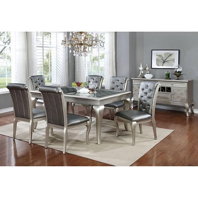 Amina Champagne Dining Table - Mattress & Furniture Super Center (Tampa, FL)