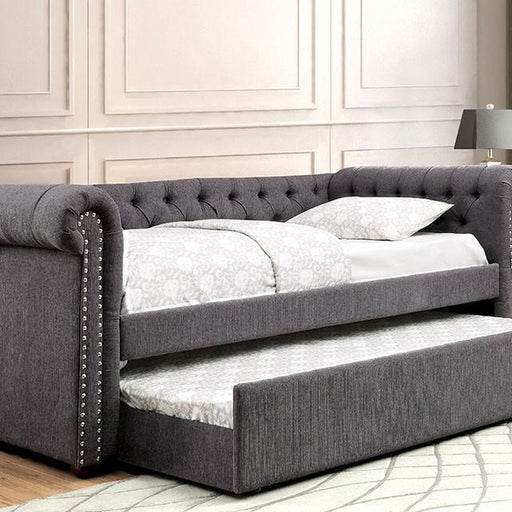 LEANNA Gray Daybed w/ Trundle, Gray - Mattress & Furniture Super Center (Tampa, FL)